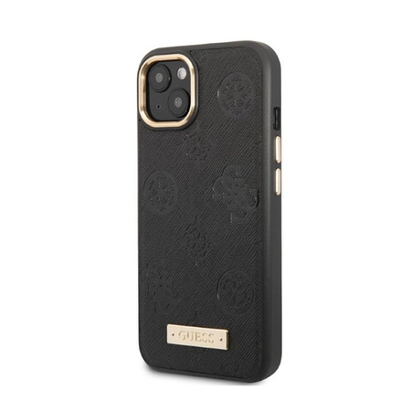 Guess Peony Logo Plate MagSafe - Case for iPhone 13 (Black)