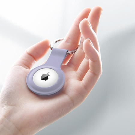 Crong Silicone Case with Key Ring - Protective Keyring Case for Apple AirTag (Lavender)