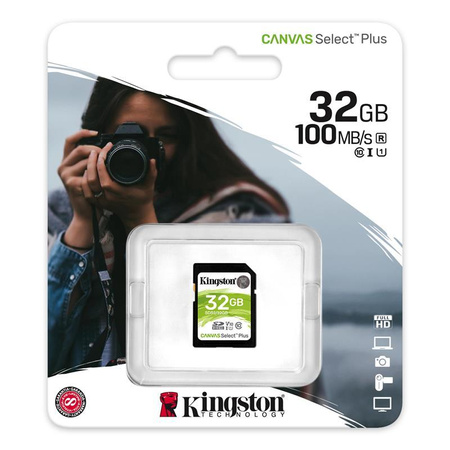 Kingston Canvas Select Plus SDHC 32 GB Class 10 U1 100 MB/s memóriakártya - 32 GB Class 10 100 MB/s