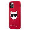 Silikonové pouzdro Karl Lagerfeld Choupette Head - iPhone 12 / iPhone 12 Pro (červené)