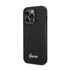 Guess Glitter Flakes Metal Logo Case - Hülle für iPhone 14 Pro (Schwarz)