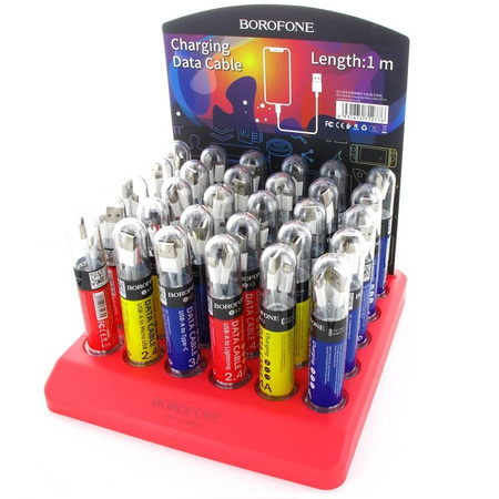 Borofone - a set of cables packed in tubes, on a countertop stand 30 pcs.