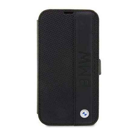 BMW Booktype Leather Textured & Stripe - iPhone 14 Pro Case (black)