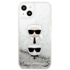 Karl Lagerfeld Liquid Glitter Karl & Choupette Head - Case for iPhone 13 mini (Silver)