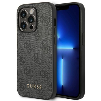 Guess 4G Metall Gold Logo - iPhone 14 Pro Max Tasche (grau)