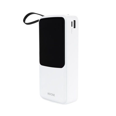 WEKOME WP-10 Pop Digital Series - Powerbank 20000 mAh mit integriertem USB-C / Lightning / Micro USB / USB-A Kabel (Weiß)