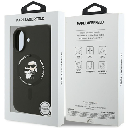 Karl Lagerfeld Silicone Karl & Choupette Ring MagSafe - Case iPhone 17 (black)