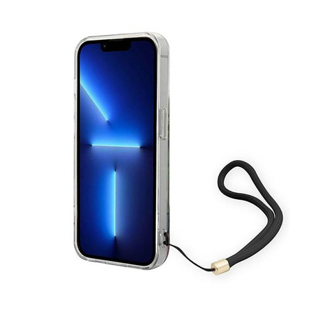 Guess Flower Cord - Case with lanyard iPhone 14 Pro (blue)