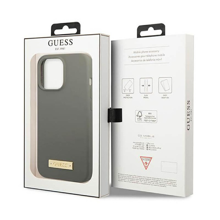 Guess szilikon logólemez MagSafe - iPhone 13 Pro tok (szürke)
