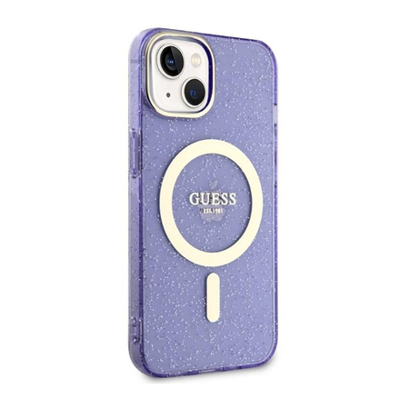 Guess Glitter Gold MagSafe - Tasche für iPhone 14 Plus (Violett)