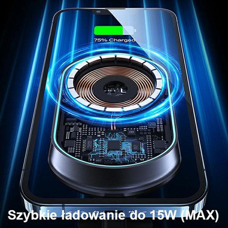 USAMS US-CD182 - Magnetische Autohalterung mit kabelloser 15-W-Ladung (schwarz)