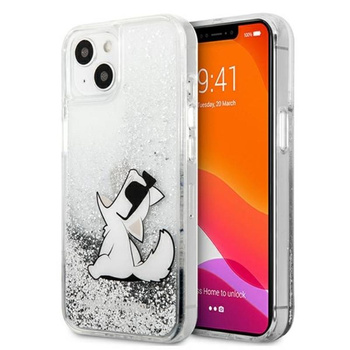 Karl Lagerfeld Liquid Glitter Choupette Fun - iPhone 13 mini Hülle (silber)