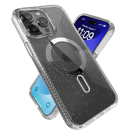 Speck Presidio Lux Grip ClickLock & Magsafe - tok iPhone 15 Pro Max (átlátszó / krómozott kivitel / derűs ezüst)