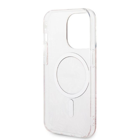 Guess Bundle Pack MagSafe IML Jungle - Étui MagSafe pour iPhone 14 Pro Max + chargeur (rose/or)