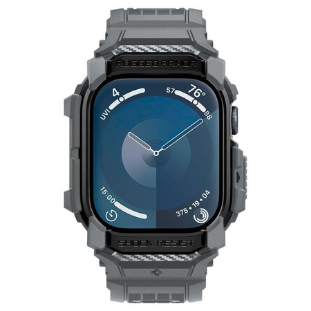 Spigen Rugged Armor Pro - Bracelet avec étui pour Apple Watch 10 46 mm (Gris foncé)
