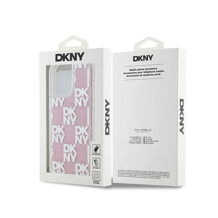 DKNY Liquid Glitter Multilogo - iPhone 15 Pro Max tok (rózsaszín)