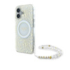 Guess IML Blumen Allover Elektro mit Perle Riemen MagSafe - iPhone 16 Plus Fall (weiß)