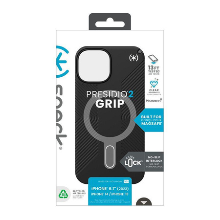 Speck Presidio2 Grip ClickLock & MagSafe - Tasche iPhone 16e / iPhone 15 / iPhone 14 / iPhone 13 (Schwarz)