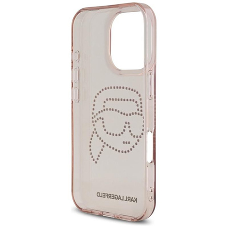 Karl Lagerfeld IML Rhinestones Karl Head - Pouzdro pro iPhone 16 Pro (růžové)