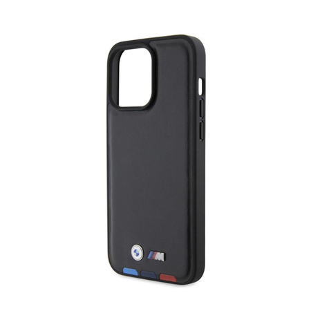 BMW Leather Hot Stamp Tricolor - pouzdro pro iPhone 15 Pro Max (černé)