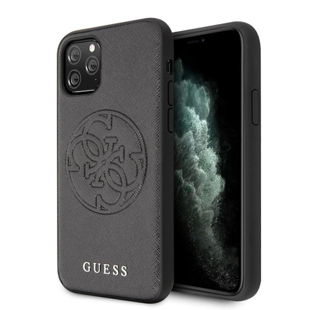 Guess Saffiano 4G Circle Logo - Coque iPhone 11 Pro (noir)