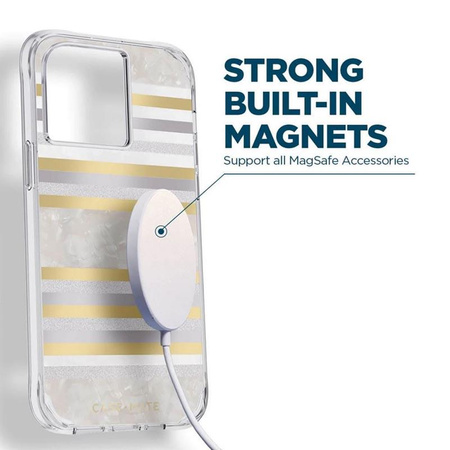 Case-Mate Pearl Stripes MagSafe - iPhone 14 Pro case decorated with mother-of-pearl (Pearl Stripes)