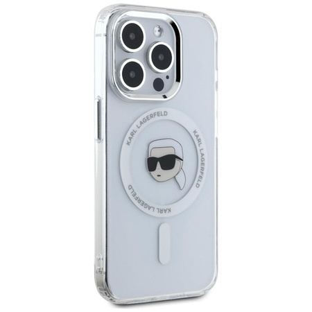 Karl Lagerfeld IML Metal Karl Head MagSafe - Hülle für iPhone 15 Pro Max (weiß)