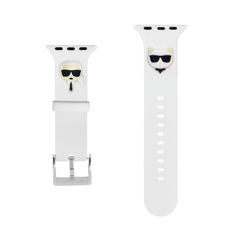 Karl Lagerfeld Silicone Karl & Choupette Heads - Bracelet pour Apple Watch 42/44/45/49 mm (blanc)