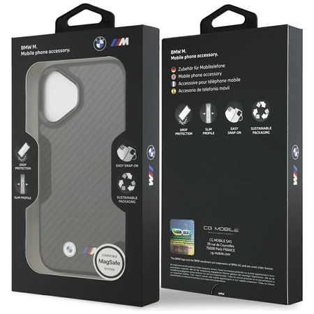 Custodia BMW M Kevlar Matt MagSafe per iPhone 17 (nera)