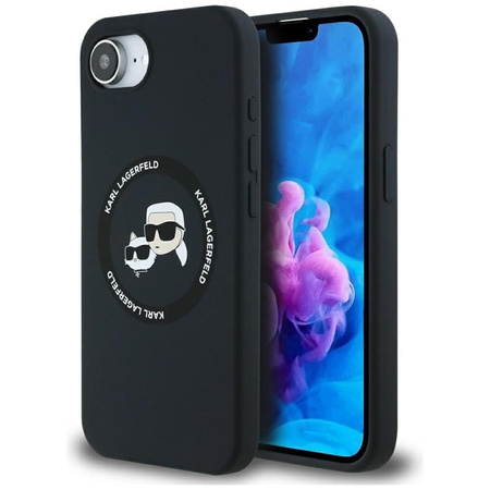 Karl Lagerfeld Silikon Karl & Choupette Heads MagSafe - Hülle für iPhone 16e (schwarz)