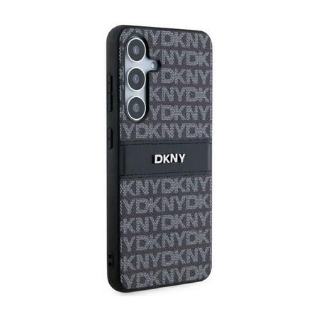 DKNY Leather Mono Stripe & Metal Logo - Étui pour Samsung Galaxy S24 (noir)
