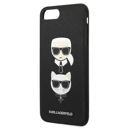 Karl Lagerfeld Saffiano Karl & Choupette Heads - pouzdro pro iPhone 8 Plus / 7 Plus (černé)