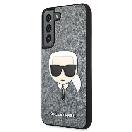 Karl Lagerfeld Saffiano Ikonik Karl`s Head - Samsung Galaxy S22 Tasche (silber)