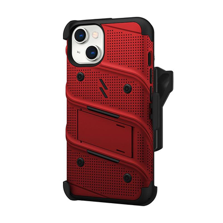 ZIZO BOLT Series - Coque blindée pour iPhone 14 avec écran en verre 9H + étui avec support (rouge)