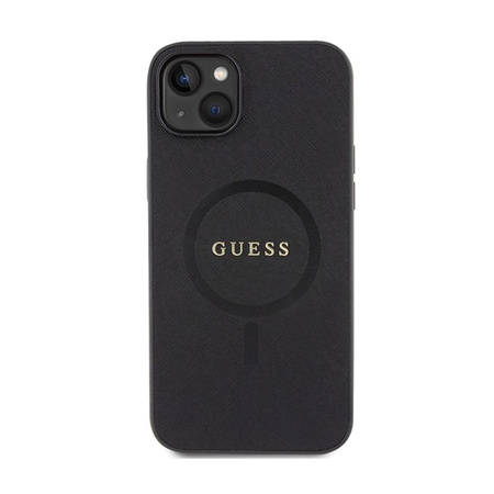 Guess Saffiano MagSafe - étui pour iPhone 15 (noir)
