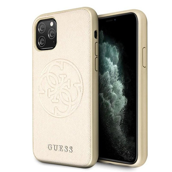 Guess Saffiano 4G Circle Logo - iPhone 11 Pro Max Case (Gold)