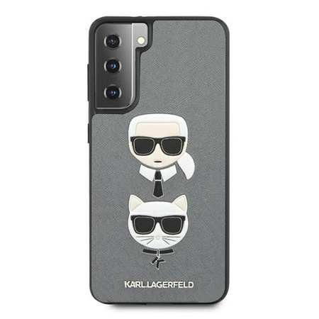 Karl Lagerfeld Saffiano Karl & Choupette Heads - Samsung Galaxy S21 Case (silver)