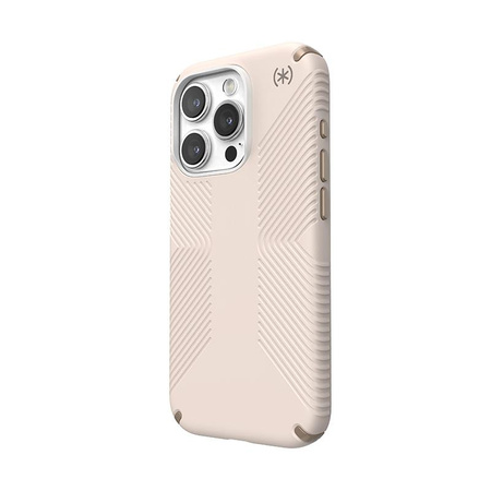 Speck Presidio2 Grip - iPhone 15 Pro Tasche (Gebleichter Knochen / Erbstück Gold / Haselnussbraun)