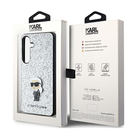 Karl Lagerfeld Fixed Glitter Ikonik Logo Metal Pin - Samsung Galaxy S24+ Case (Silver)
