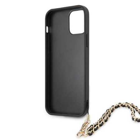 Guess Saffiano Chain - pouzdro pro iPhone 12 / iPhone 12 Pro (černé)
