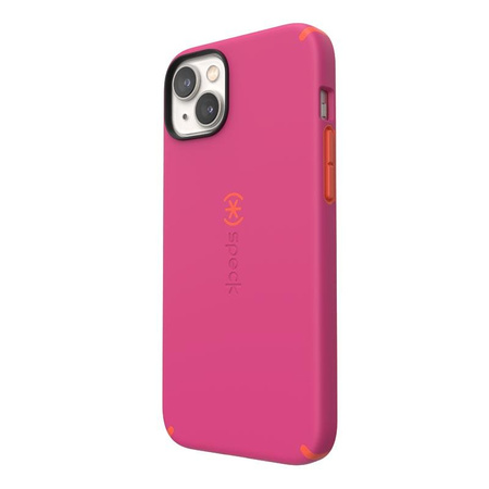 Speck CandyShell Pro + MagSafe - Coque pour iPhone 14 Plus avec revêtement MICROBAN (Digital Pink / Energy Red)