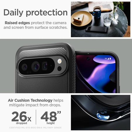 Spigen Rugged Armor - tok Google Pixel 9 Pro XL készülékhez (matt fekete)