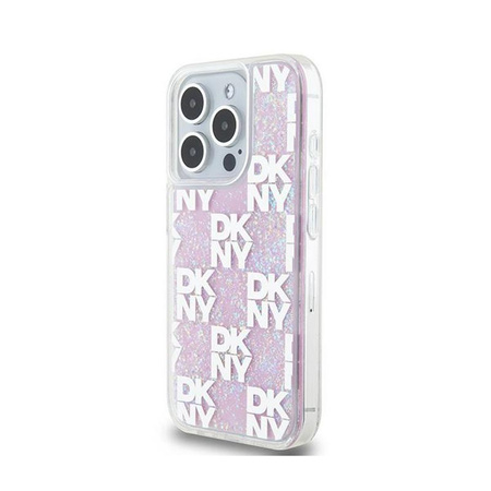 DKNY Liquid Glitter Multilogo - Coque iPhone 15 Pro (rose)