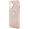 Guess IML Metal Glitter 4G Circle Triangle MagSafe - Hülle für iPhone 16 (rosa)