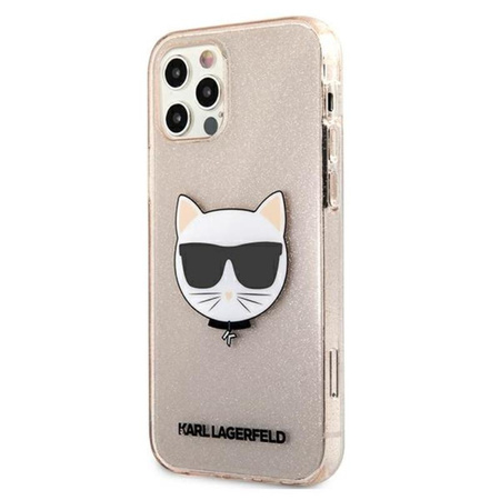 Karl Lagerfeld Choupette Head Glitter - pouzdro pro iPhone 12 Pro Max (zlaté)