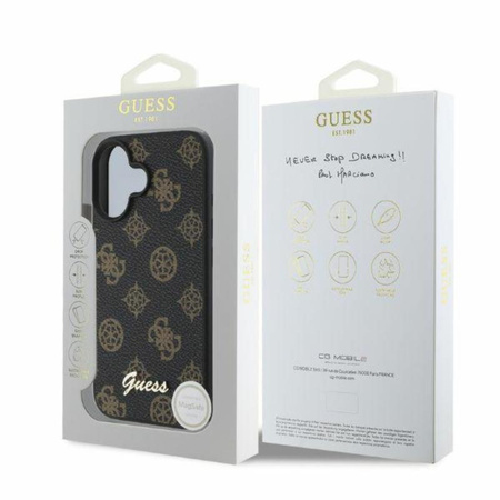 Guess Peony Script MagSafe - iPhone 16 Tasche (schwarz)