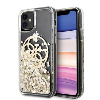 Guess Liquid Glitter Circle Logo - iPhone 11 Hülle (Gold)