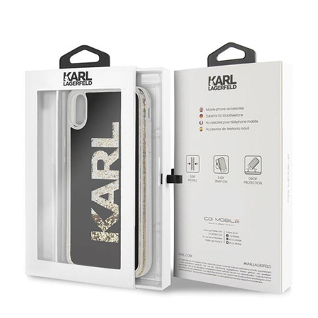 Karl Lagerfeld Logo Karl - pouzdro pro iPhone Xs Max (zlaté třpytivé)