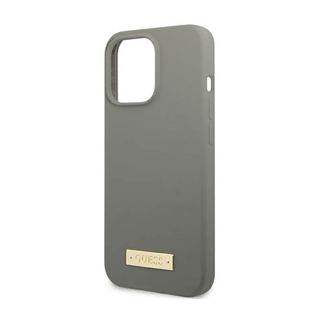 Guess Silicone Logo Plate MagSafe - Case for iPhone 13 Pro (Grey)
