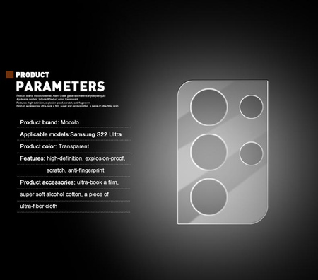 Mocolo Silk Camera Lens Glass - Protective Glass for Samsung Galaxy S22 Ultra camera lens